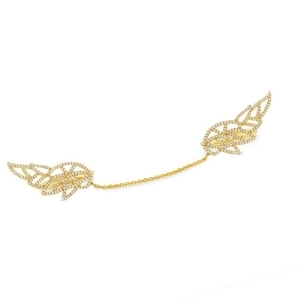 0.76Ct 14k Yellow Gold Diamond Angel Wings Ring - All