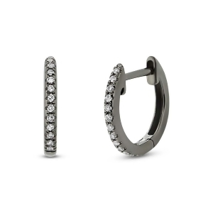 0.07Ct 14k Black Rhodium Gold Diamond Huggie Earrings - All