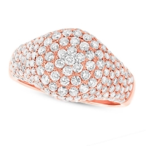 1.81Ct 14k Rose Gold Diamond Pave Lady's Ring - All