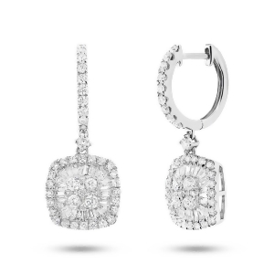 1.59Ct 18k White Gold Diamond Baguette Earrings - All