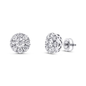1.99Ct 14k White Gold Diamond Cluster Earrings - All