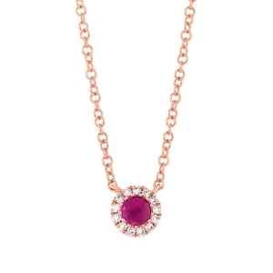 0.04Ct Diamond and 0.14ct Ruby 14k Rose Gold Diamond Necklace - All