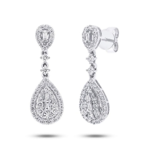 1.09Ct 18k White Gold Diamond Earrings - All