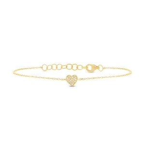 0.04Ct 14k Yellow Gold Diamond Pave Heart Bracelet - All