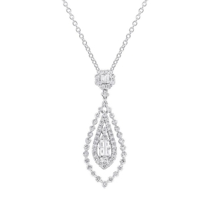 1.93Ct 18k White Gold Diamond Pendant Necklace - All