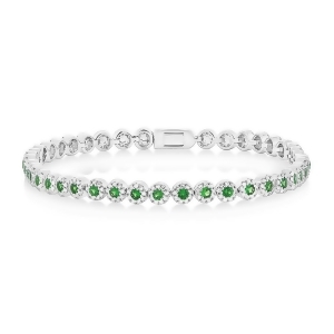 1.08Ct Diamond and 1.48ct Green Garnet 14k White Gold Lady's Bracelet - All