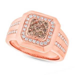 0.86Ct 14k Rose Gold White and Champagne Diamond Men's Ring - All