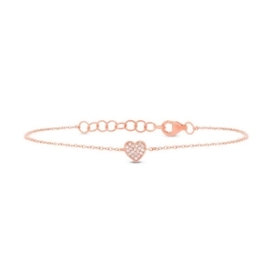 0.04Ct 14k Rose Gold Diamond Pave Heart Bracelet - All