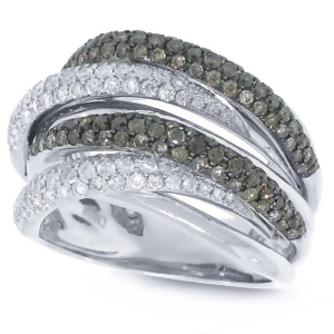 1.60Ct 14k White Gold White and Champagne Diamond Bridge Ring Size 6.5 - All