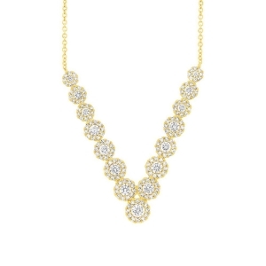 0.90Ct 14k Yellow Gold Diamond V Necklace - All