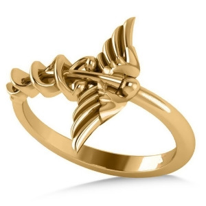 Caduceus Medical Symbol Novelty Ladies Ring 14k Yellow Gold - All