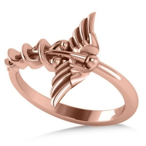 Caduceus Medical Symbol Novelty Ladies Ring 14k Rose Gold - All
