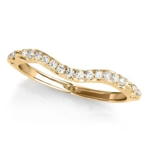 Diamond Contoured Wedding Band Ring 14k Yellow Gold 0.08ct - All