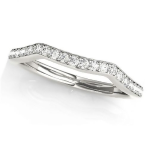Diamond Curved Wedding Band Ring Platinum 0.21ct - All