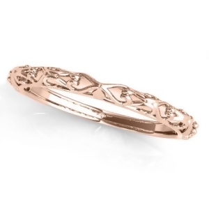 Antique Style Open Scrollwork Wedding Band 18k Rose Gold - All