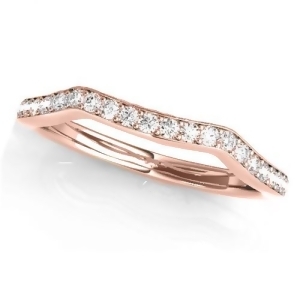 Diamond Curved Wedding Band Ring 14k Rose Gold 0.21ct - All