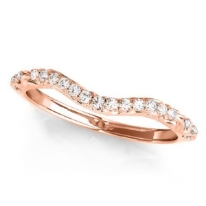 Diamond Contoured Wedding Band Ring 18k Rose Gold 0.08ct - All