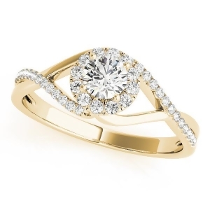 Diamond Halo Twisted Shank Engagement Ring 14k Yellow Gold 0.41ct - All