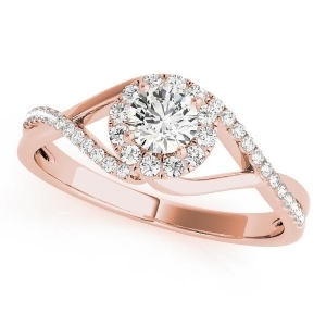 Diamond Halo Twisted Shank Engagement Ring 14k Rose Gold 0.41ct - All