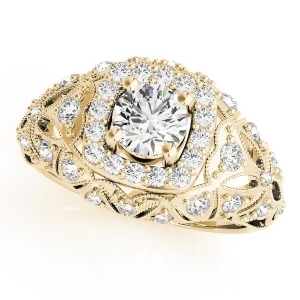 Antique Style Diamond Halo Engagement Ring 14k Yellow Gold 0.94ct - All