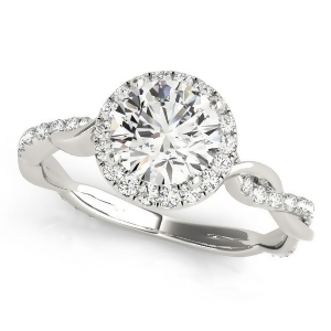 Diamond Twisted Halo Engagement Ring 18k White Gold 1.32ct - All