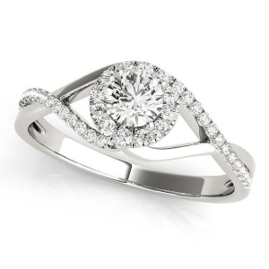 Diamond Halo Twisted Shank Engagement Ring Platinum 0.41ct - All