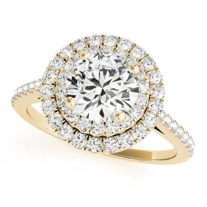 Double Halo Diamond Engagement Ring 14k Yellow Gold 1.50ct - All