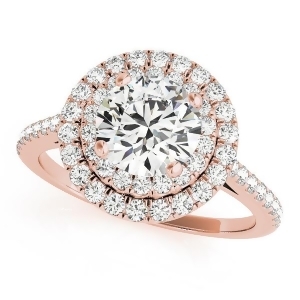 Double Halo Diamond Engagement Ring 14k Rose Gold 1.50ct - All