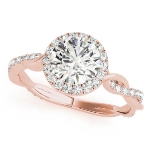 Diamond Twisted Halo Engagement Ring 18k Rose Gold 1.32ct - All