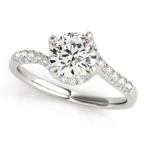 Diamond Twisted Engagement Ring 14k White Gold 1.00ct - All
