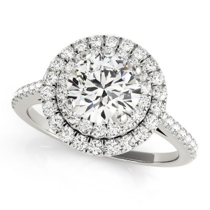 Double Halo Diamond Engagement Ring Palladium 1.50ct - All