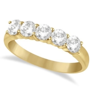 Five Stone Diamond Ring Anniversary Band 18k Yellow Gold 1.00ct - All