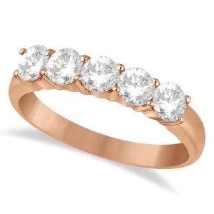Five Stone Diamond Ring Anniversary Band 18k Rose Gold 1.00ct - All