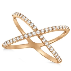 X Shaped Diamond Ring 18k Rose Gold 0.50ct - All