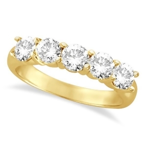 Five Stone Diamond Ring Anniversary Band 18k Yellow Gold 1.50ct - All