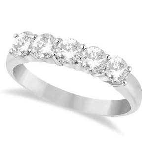 Five Stone Diamond Ring Anniversary Band 18k White Gold 1.00ct - All