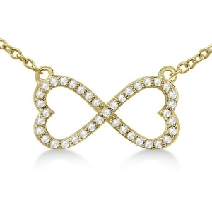 Pave Infinity Heart Diamond Pendant Necklace 18k Yellow Gold 0.39ct - All
