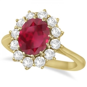 Oval Ruby and Diamond Accented Ring 18k Yellow Gold 3.60ctw - All