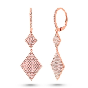 0.91Ct 14k Rose Gold Diamond Pave Earrings - All
