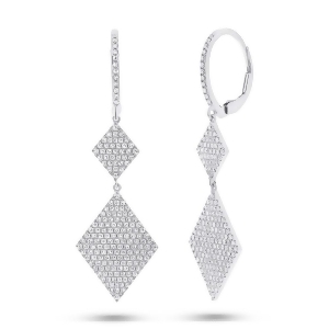 0.91Ct 14k White Gold Diamond Pave Earrings - All