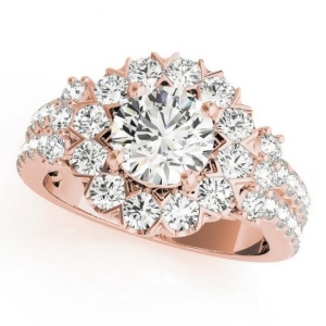 Diamond Halo Antique Style Engagement Ring 14k Rose Gold 2.04ct - All