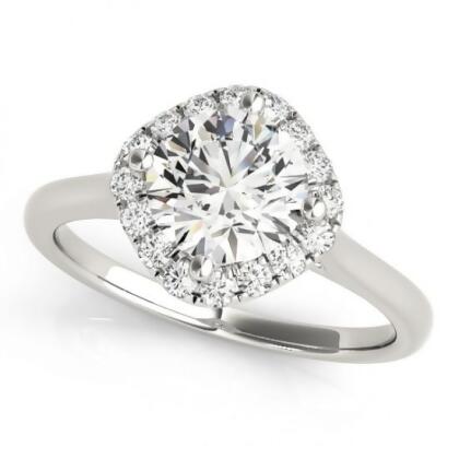 Diagonal Diamond Halo East West  Engagement  Ring  18k White  