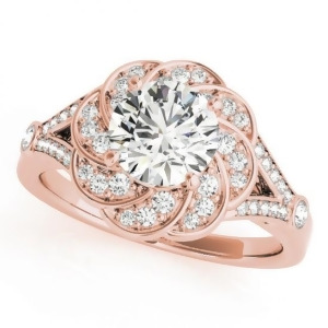 Diamond Floral Swirl Split Shank Engagement Ring 18k Rose Gold 1.25ct - All