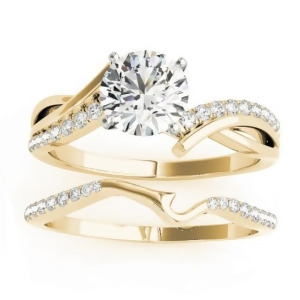 Diamond Twist Bypass Bridal Set Setting 18k Yellow Gold 0.17ct - All