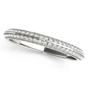 Diamond Multi-Row Wedding Band Ring 14k White Gold 0.38ct - All