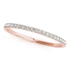 Diamond Prong Wedding Band Ring 14k Rose Gold 0.11ct - All