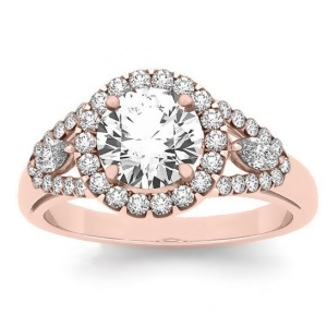 Marquise Sidestone Diamond Halo Engagement Ring 14k Rose Gold 1.59ct - All