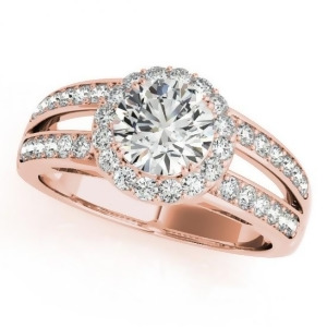 Diamond Split Shank Halo Engagement Ring 18k Rose Gold 1.50ct - All