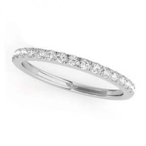 Diamond Prong Wedding Band Ring 14k White Gold 0.17ct - All