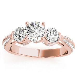 Diamond 3 Stone Engagement Ring Setting 18k Rose Gold 0.66ct - All